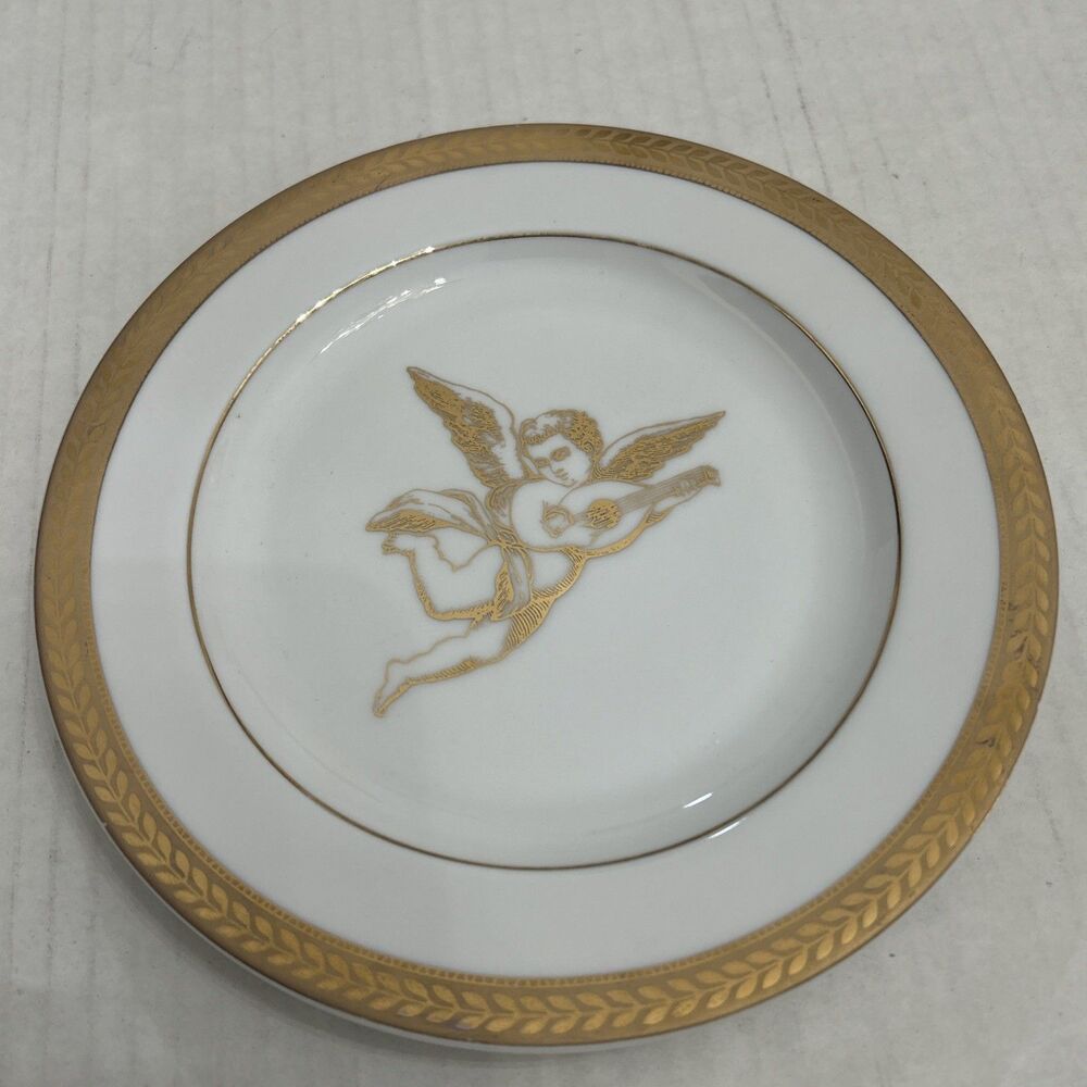 Block China “Manchester Cherub” Salad Plate Gold Encrusted Rim Angel